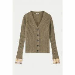 Jigsaw Green Merino Cashmere Rib V Cardigan -Jigsaw store unnamed file 1894