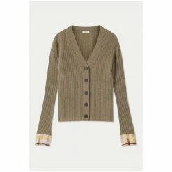 Jigsaw Green Merino Cashmere Rib V Cardigan -Jigsaw store unnamed file 1895
