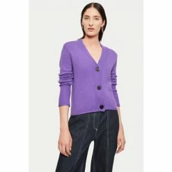 Jigsaw Purple Merino Cashmere Cardigan