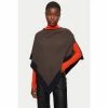 Jigsaw Wool Cashmere Border Brown Poncho