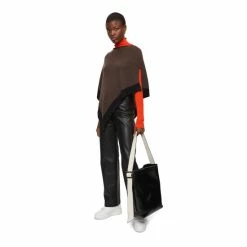 Jigsaw Wool Cashmere Border Brown Poncho -Jigsaw store unnamed file 1919