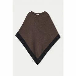 Jigsaw Wool Cashmere Border Brown Poncho -Jigsaw store unnamed file 1921