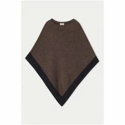 Jigsaw Wool Cashmere Border Brown Poncho -Jigsaw store unnamed file 1922