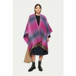 Jigsaw Pink Wool Check Blanket Poncho