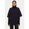 Jigsaw Blue Wool Cashmere Rib Poncho