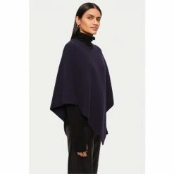 Jigsaw Blue Wool Cashmere Rib Poncho 2 Jigsaw Blue Wool Cashmere Rib Poncho -Jigsaw store unnamed file 1935