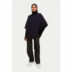 Jigsaw Blue Wool Cashmere Rib Poncho 3 Jigsaw Blue Wool Cashmere Rib Poncho -Jigsaw store unnamed file 1936