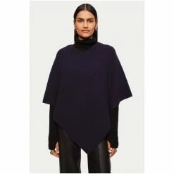 Jigsaw Blue Wool Cashmere Rib Poncho 5 Jigsaw Blue Wool Cashmere Rib Poncho -Jigsaw store unnamed file 1938