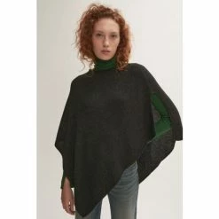 Jigsaw Grey Wool Cashmere Open Poncho