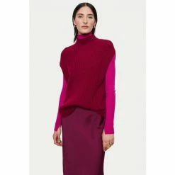 Jigsaw Red Soft Wool Rib Vest