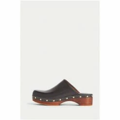 Jigsaw Black Hayle Wooden Black Leather Clogs Shoes -Jigsaw store unnamed file 2066