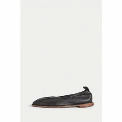 Jigsaw Severn Black Leather Ballerina Shoes
