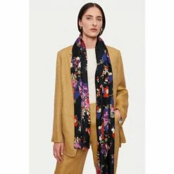 Jigsaw Blue Wild Rose Wool Silk Scarf