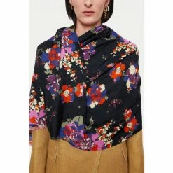 Jigsaw Blue Wild Rose Wool Silk Scarf -Jigsaw store unnamed file 2090