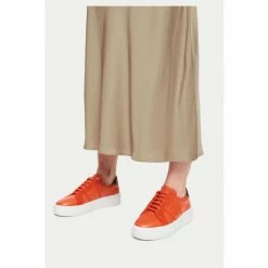Jigsaw Orange Riva Stripe Leather Trainers -Jigsaw store unnamed file 2144
