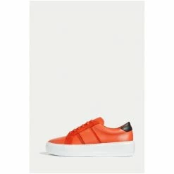 Jigsaw Orange Riva Stripe Leather Trainers -Jigsaw store unnamed file 2145