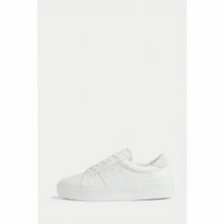 Jigsaw Riva White Croc Leather Trainers