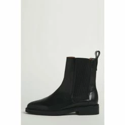 Jigsaw Arman Black Leather Flat Boots
