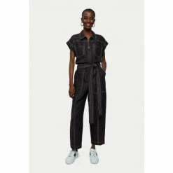 Jigsaw Black Linen Contrast Jumpsuit