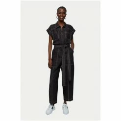 Jigsaw Black Linen Contrast Jumpsuit -Jigsaw store unnamed file 2218