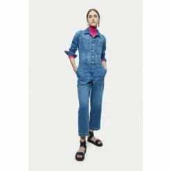 Jigsaw Blue Denim Button Through Jumpsuit