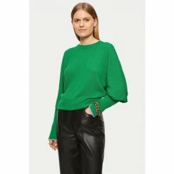 Jigsaw Green Merino Lantern Sleeve Jumper