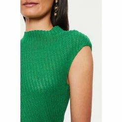Jigsaw Green Pure Linen Slanted Rib Tank -Jigsaw store unnamed file 2241