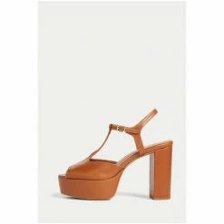 Jigsaw T Bar Platform Leather Sandals Red -Jigsaw store unnamed file 2271