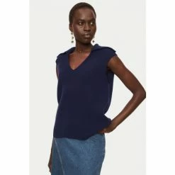 Jigsaw Blue Merino Cashmere Collared Tunic