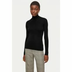 Jigsaw Tate Silk Cotton Black Polo Jumper