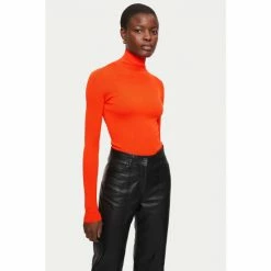 Jigsaw Orange Tate Silk Cotton Polo Jumper