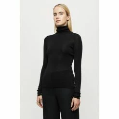 Jigsaw Silk Cotton Polo Jumper Black