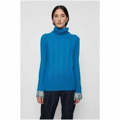 Jigsaw Blue Merino Cashmere Polo Jumper -Jigsaw store unnamed file 274