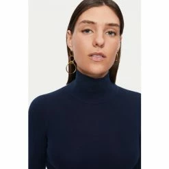 Jigsaw Blue Tate Silk Cotton Polo Jumper 3 Jigsaw Blue Tate Silk Cotton Polo Jumper -Jigsaw store unnamed file 278