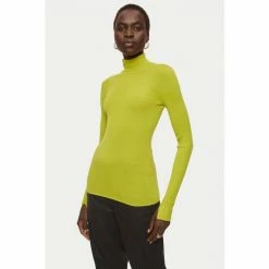 Jigsaw Yellow Merino Rib Polo Neck Jumper