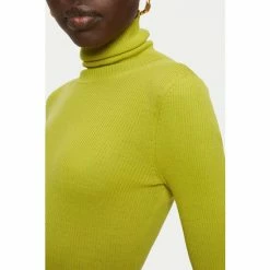 Jigsaw Yellow Merino Rib Polo Neck Jumper -Jigsaw store unnamed file 298
