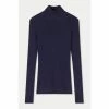 Jigsaw Blue Merino Rib Polo Neck Jumper