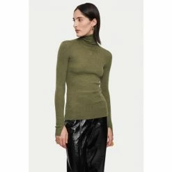 Jigsaw Green Merino Rib Polo Neck Jumper -Jigsaw store unnamed file 305