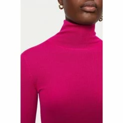 Jigsaw Pink Merino Rib Polo Neck Jumper -Jigsaw store unnamed file 313