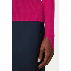 Jigsaw Pink Merino Rib Polo Neck Jumper -Jigsaw store unnamed file 314