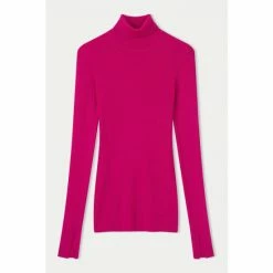 Jigsaw Pink Merino Rib Polo Neck Jumper -Jigsaw store unnamed file 315