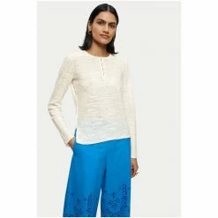 Jigsaw Linen Cotton Button Jumper Cream -Jigsaw store unnamed file 322