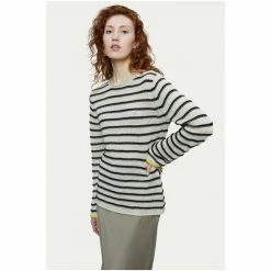 Jigsaw Grey Linen Stripe Tipped Jumper 4 Jigsaw Grey Linen Stripe Tipped Jumper -Jigsaw store unnamed file 328
