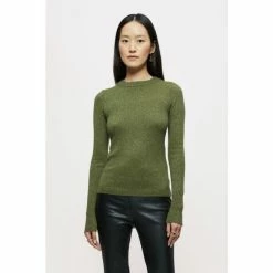 Jigsaw Green Cashmere Sparkle Crew Jumper