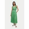 Jigsaw Green Linen Smocked Detail Maxi Dress