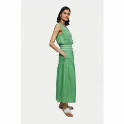 Jigsaw Green Linen Smocked Detail Maxi Dress -Jigsaw store unnamed file 350