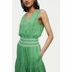 Jigsaw Green Linen Smocked Detail Maxi Dress -Jigsaw store unnamed file 352