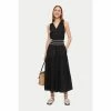 Jigsaw Black Linen Smocked Detail Maxi Dress
