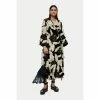Jigsaw Black Palm Leaf Silk Wrap Dress