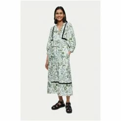 Jigsaw Green Botanist Floral Linen Dress